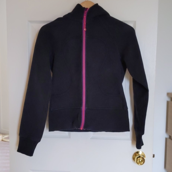 Lululemon Scuba Hoodie black with pink zipper - Picture 1 of 5